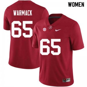 NCAA Women's Alabama Crimson Tide #65 Chance Warmack Stitched College Nike Authentic Crimson Football Jersey OP17T15KP